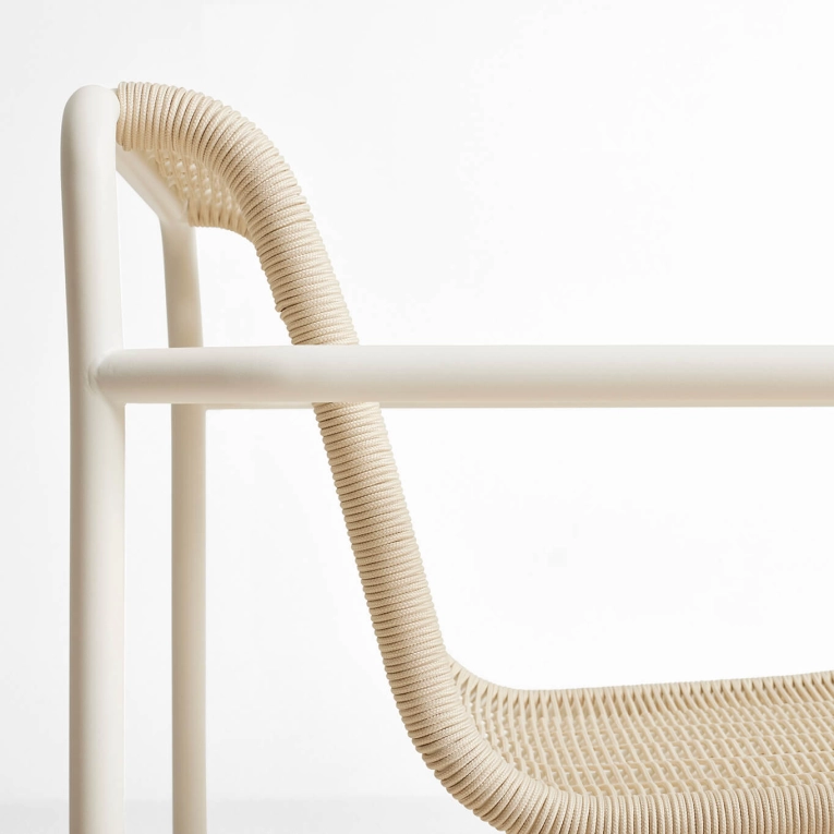 Outdoor Lounge Chair PALISSADE CORD Lounge Chair Low Cream White HAY