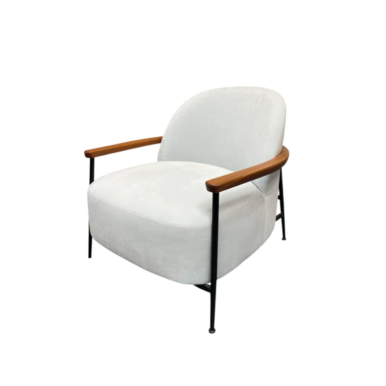 SEJOUR Tissu Blanc Melville / accoudoirs Noyer GUBI