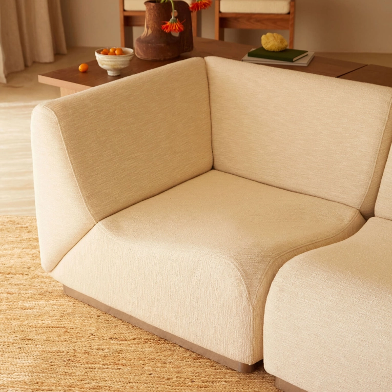 Sofa ROTONDO Corner module Fabric Tramé Cream THE SOCIALITE FAMILY