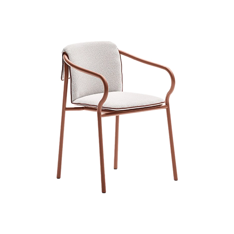 Chaise extérieure SALO avec coussins de dossier et d'assise Terre cuite/ Nuvola UNOPIÙ