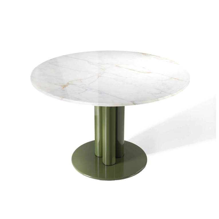 Table MARCUSO Ø 120 Marbre Calacatta/ algue ZANOTTA
