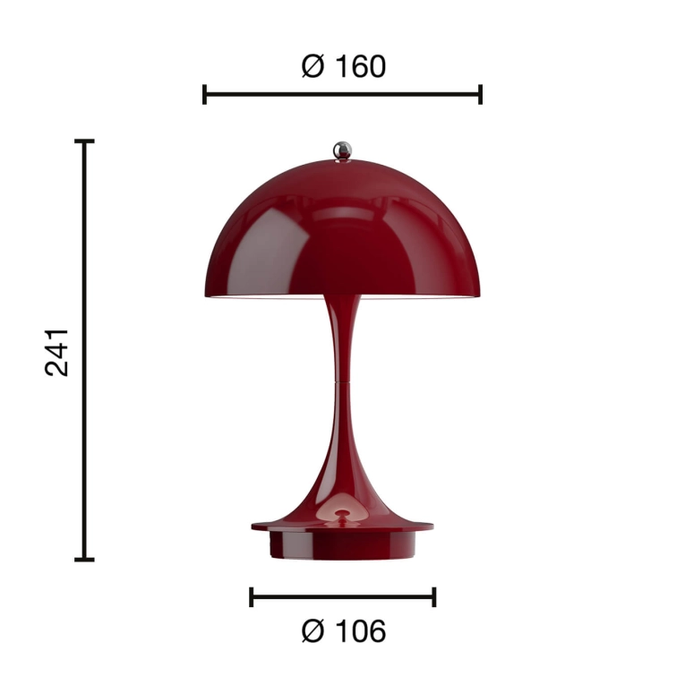 Portable Lamp PANTHELLA 160 PORTABLE V3 Opaque Burgundy LOUIS POULSEN