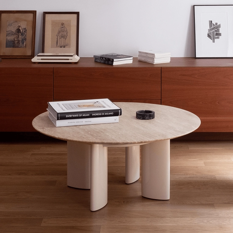 Coffee Table CARLOTTA Travertine / White Cream THE SOCIALITE FAMILY