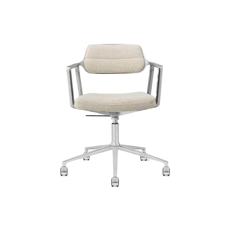SWIVEL CHAIR 453+ à roulettes tissu Off-White / Aluminium poli VIPP