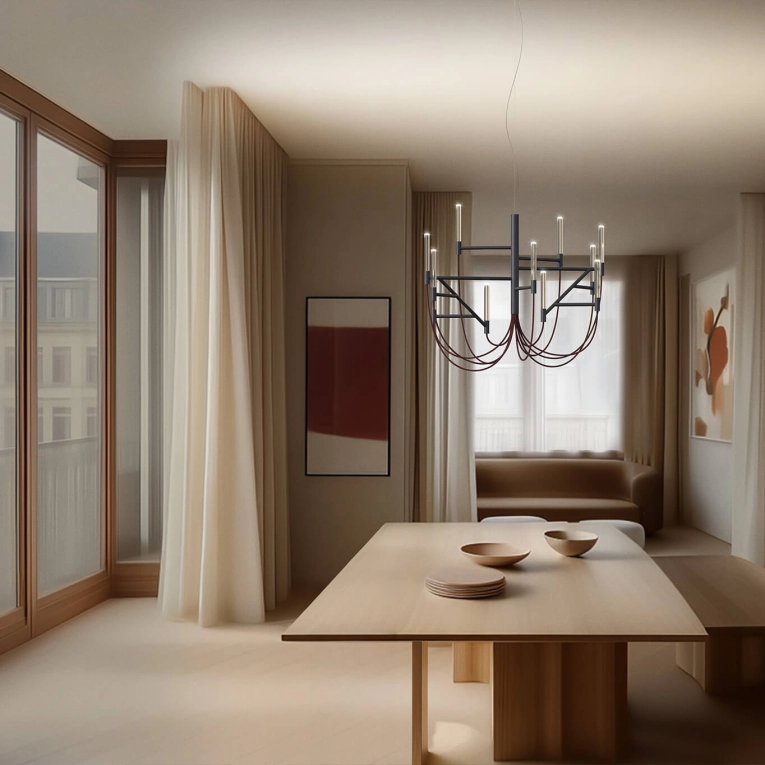 Pendant Light ALLUMETTE L Charcoal Grey / Burgundy FOSCARINI