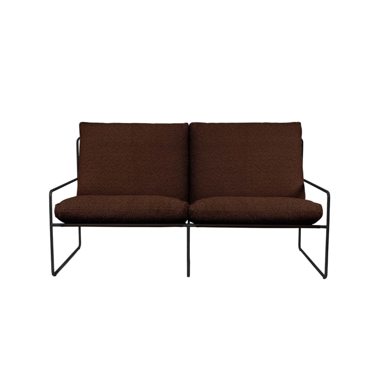 Outdoor Sofa DESERT 2 Seater Brown Black Armrests FERM LIVING