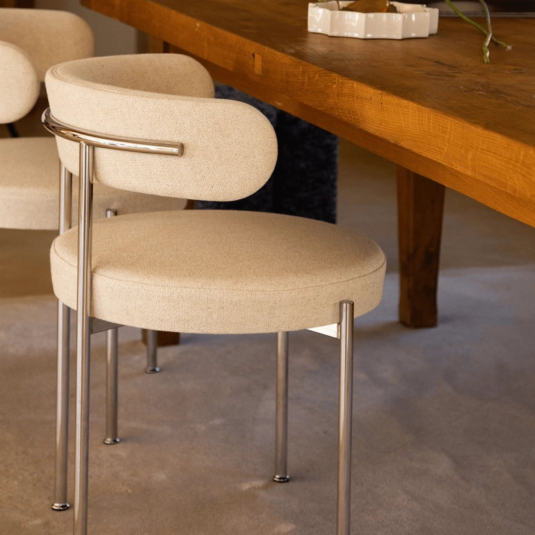 Dining Chair LIBERA Beige Textured Fabric/ Chrome THE SOCIALITE FAMILY