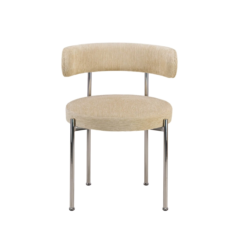 Dining Chair LIBERA Chair Beige Ribbed Velvet/ Chrome THE SOCIALITE FAMILY