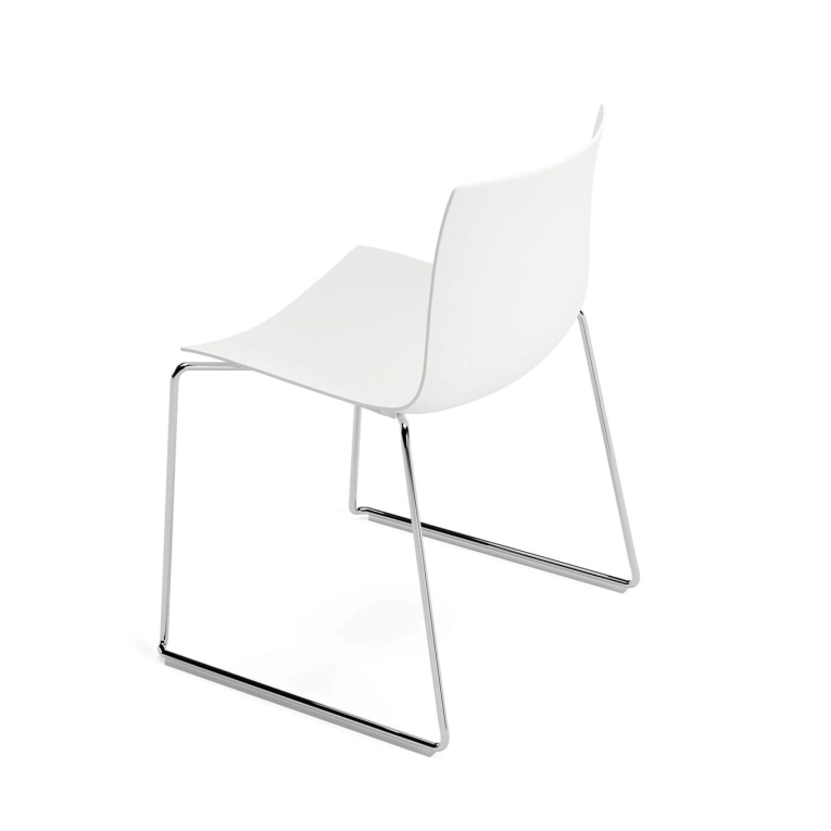 Chaise CATIFA RE 46 Piétement luge Blanc lune ARPER