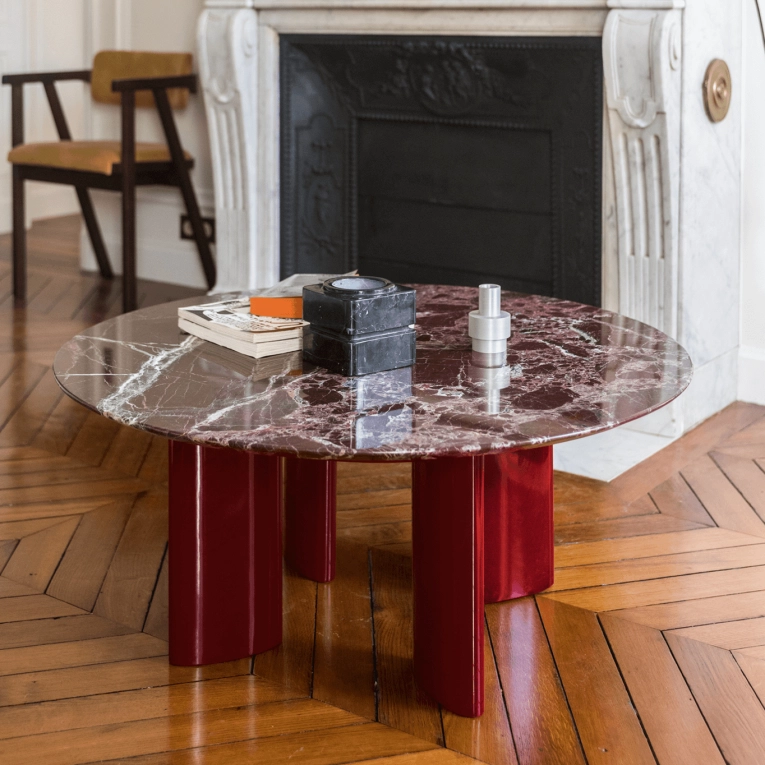 Coffee Table CARLOTTA Red Marble/ Burgundy THE SOCIALITE FAMILY