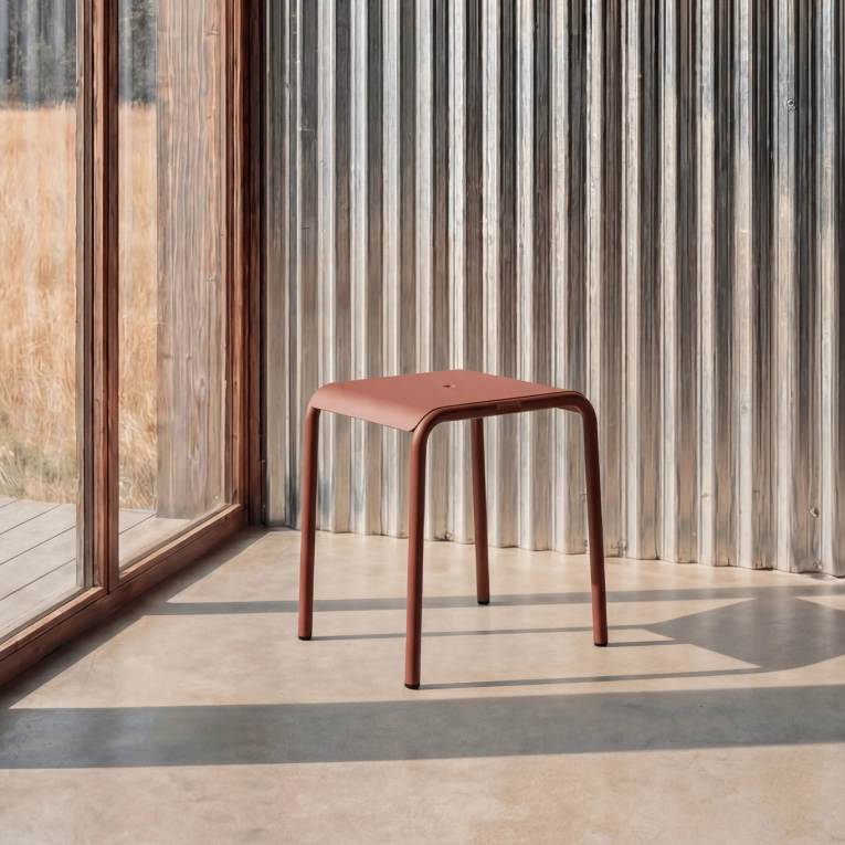 Outdoor Stool PANORAMA Brick Red TIPTOE