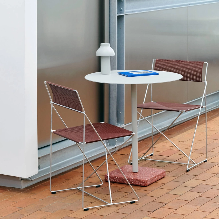 Outdoor Chair and Small Lounge Chair X-LINE galvanised iron red HAY