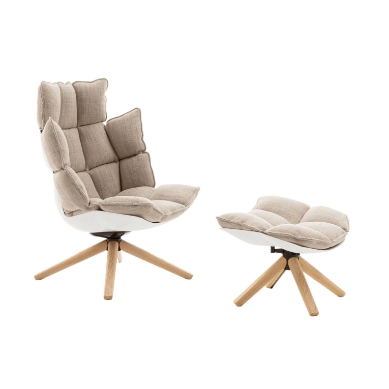 HUSK Haut avec repose-pieds Rattier Astro Corde B&B ITALIA