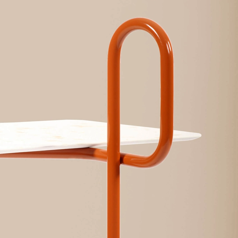 Table d'appoint guéridon LAIME 42 Orange brun/ blanc NOMA