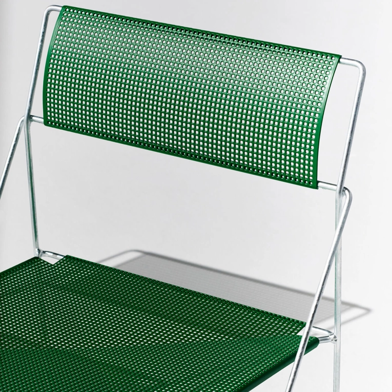 Outdoor Chair and Small Lounge Chair X-LINE leek green galvanised HAY