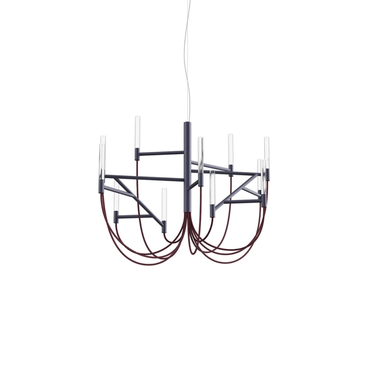 Pendant Light ALLUMETTE M Charcoal Grey / Burgundy FOSCARINI