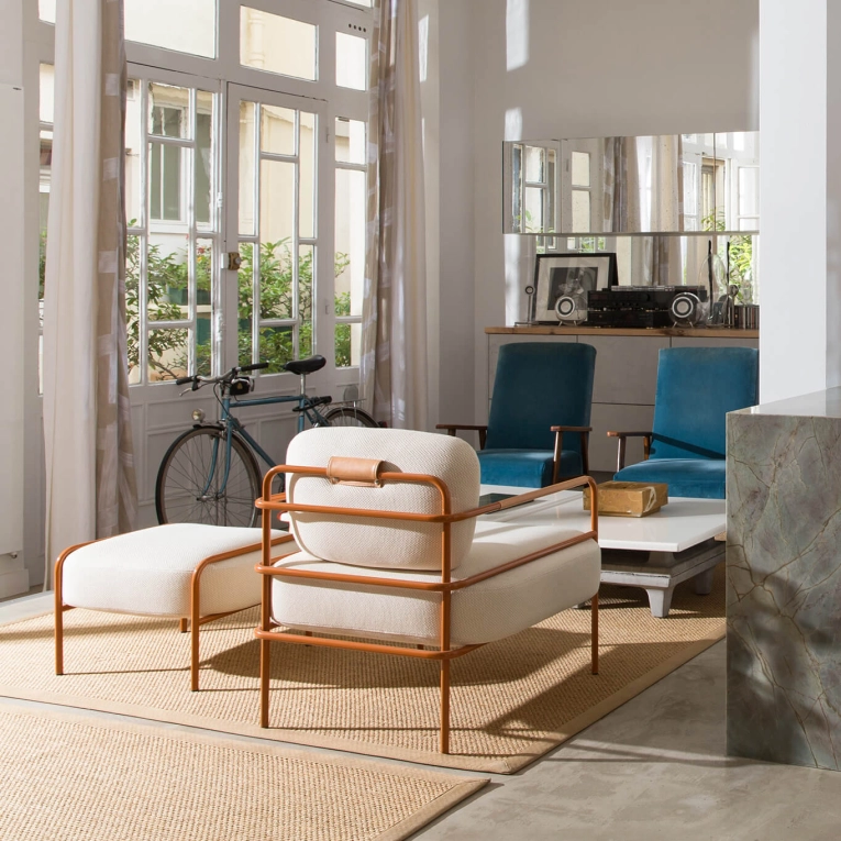 Pouf LAIME 42 Orange brun/ Arpin écru NOMA