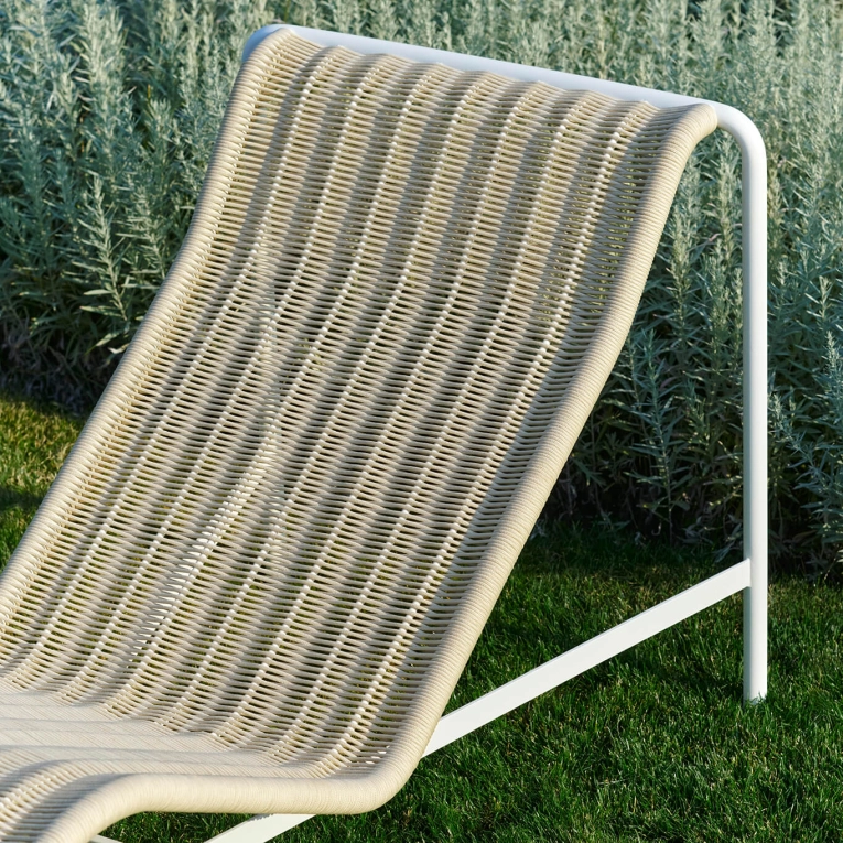 Outdoor Bench and Sunlounger PALISSADE CORD Chaise Longue Cream White HAY