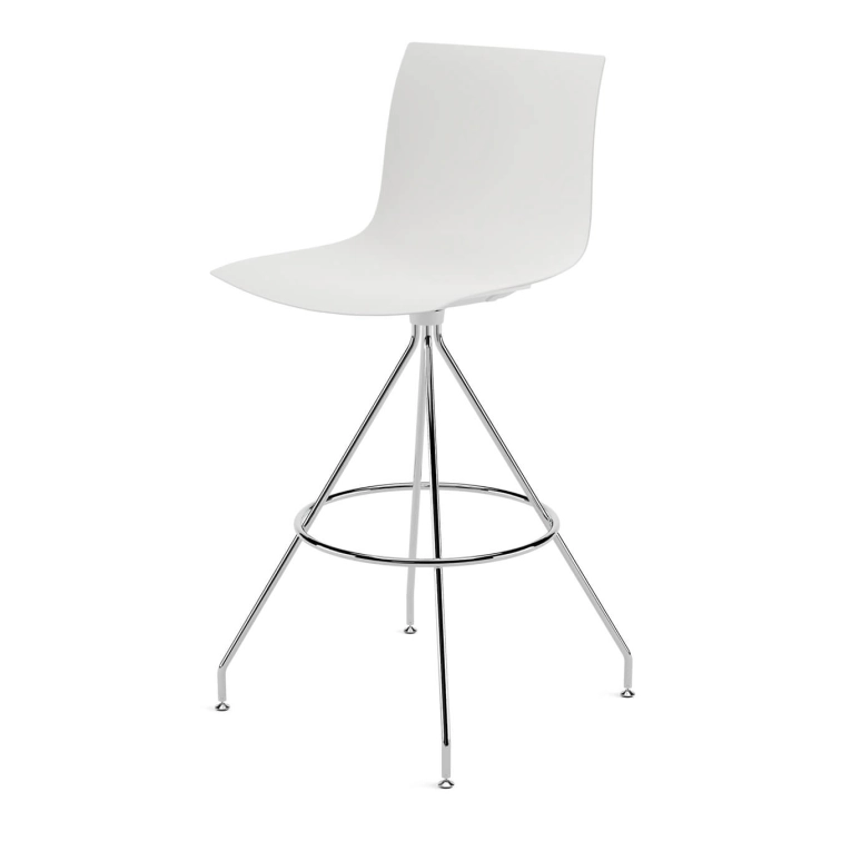Tabouret haut CATIFA RE 46 pied central H 75 Blanc Lune ARPER