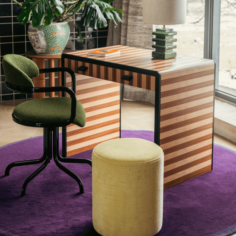 Desk PAOLO striped acajou / beech THE SOCIALITE FAMILY