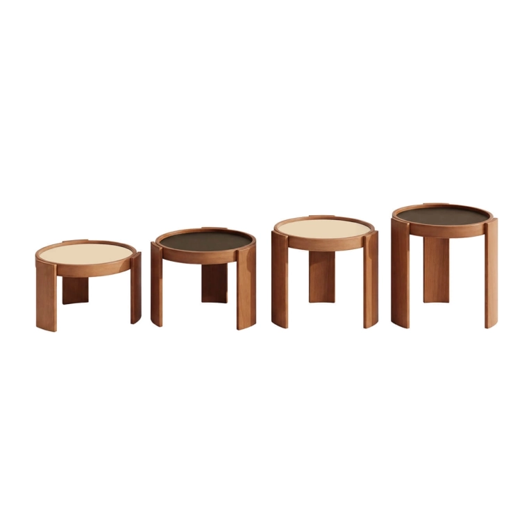 Side Table 780  Set of 4 Tables  Ø 42 Stained Walnut KARAKTER X CASSINA