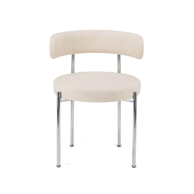 Dining Chair LIBERA Beige Textured Fabric/ Chrome THE SOCIALITE FAMILY