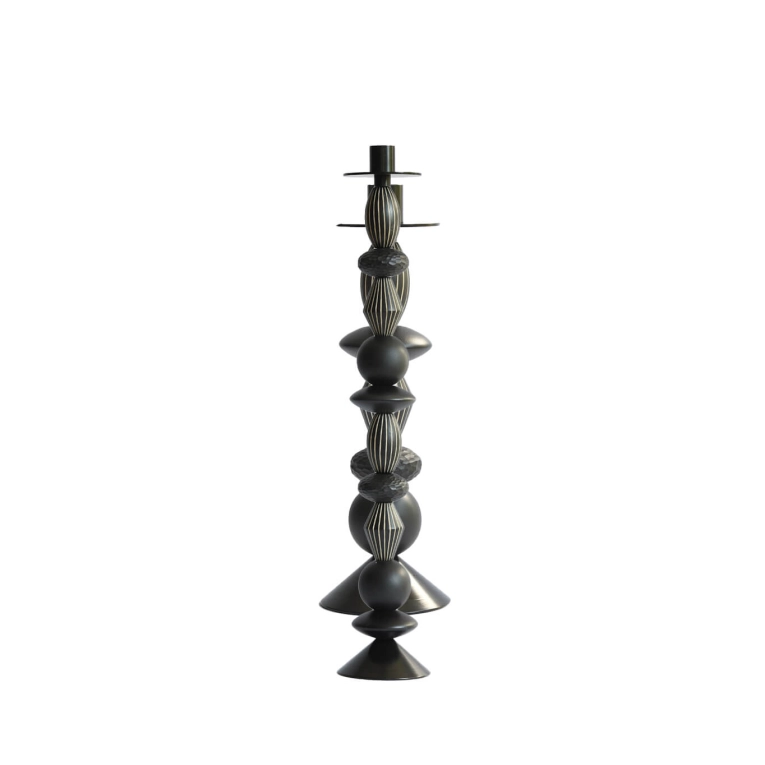 Candle Holder, Candlestick and Candle PLAY & BURN large Maple black ZANAT