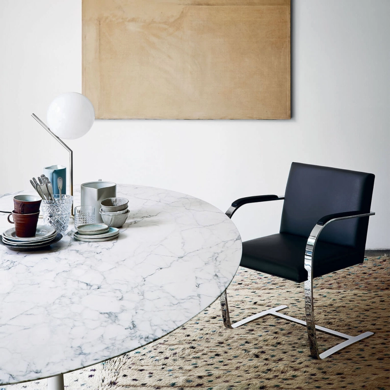 Dining Chair BRNO Black leather KNOLL