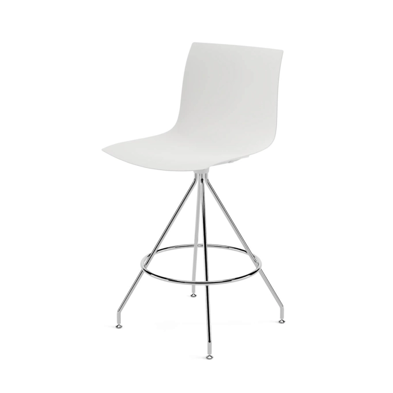 Tabouret haut CATIFA RE 46 pied central H 65 Blanc Lune ARPER