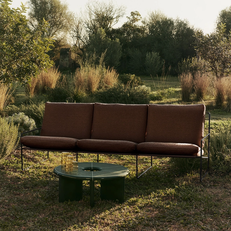 Outdoor Sofa DESERT 3 Seater Brown Black Armrests FERM LIVING