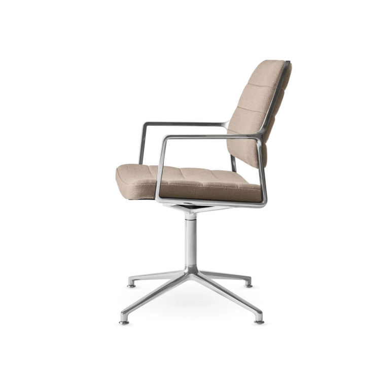 SWIVEL CHAIR 455 à  patins tissu Tide / Aluminium poli VIPP