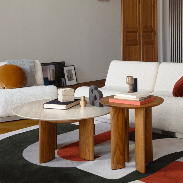 Coffee Table CARLOTTA Travertine / Iroko THE SOCIALITE FAMILY