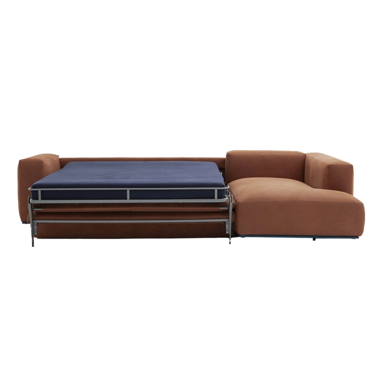 Sofa bed RITZ Leather Brown CAMPEGGI