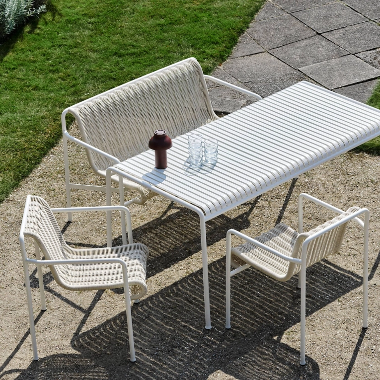 Banc extérieur Banc PALISSADE CORD Dining Blanc Crème HAY