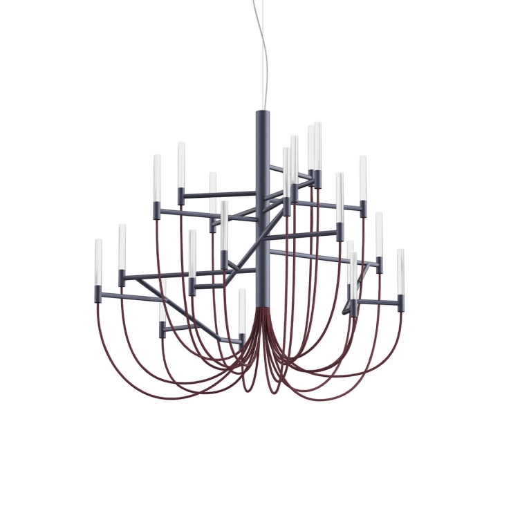 Pendant Light ALLUMETTE L Charcoal Grey / Burgundy FOSCARINI