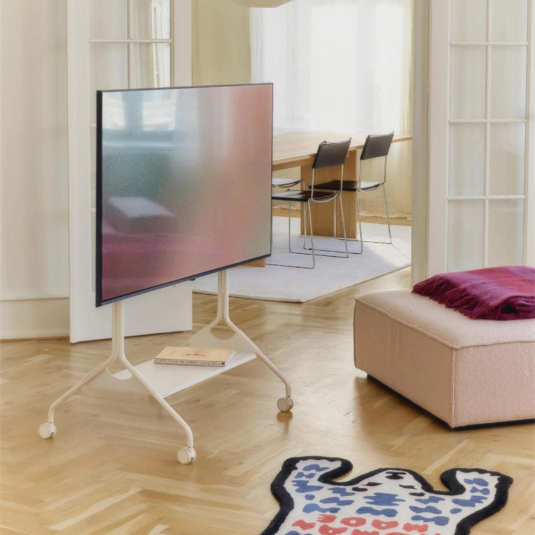 Meuble TV Etagère pour support TV MOON TRAY Bleu poudré PEDESTAL