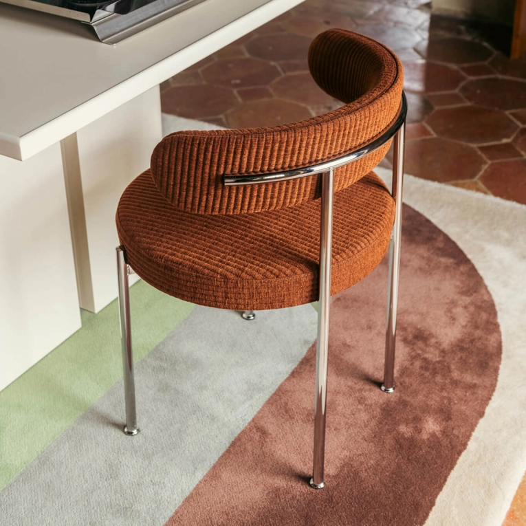 Dining Chair Chair LIBERA Brown Ribbed chenille/ Chrome THE SOCIALITE FAMILY