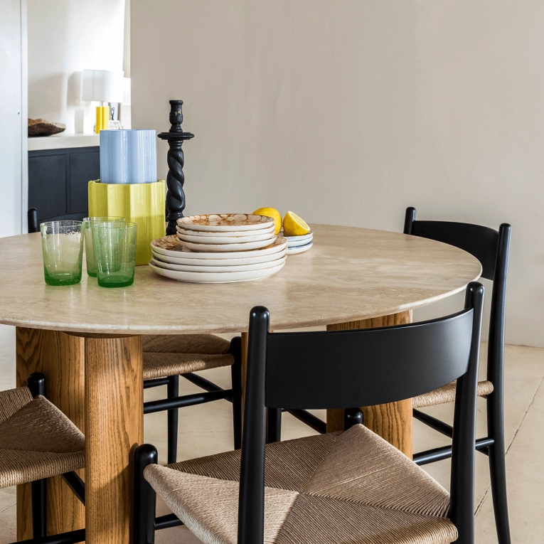 Dining Table CARLOTTA ALTA 4 seats Travertine THE SOCIALITE FAMILY