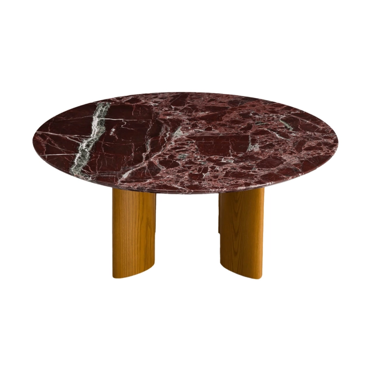 Coffee Table CARLOTTA Red Marble/ Iroko THE SOCIALITE FAMILY