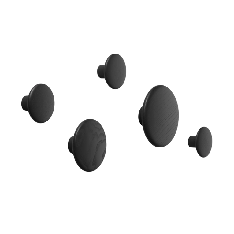Patère Design Set de 5 patères DOTS Noir MUUTO