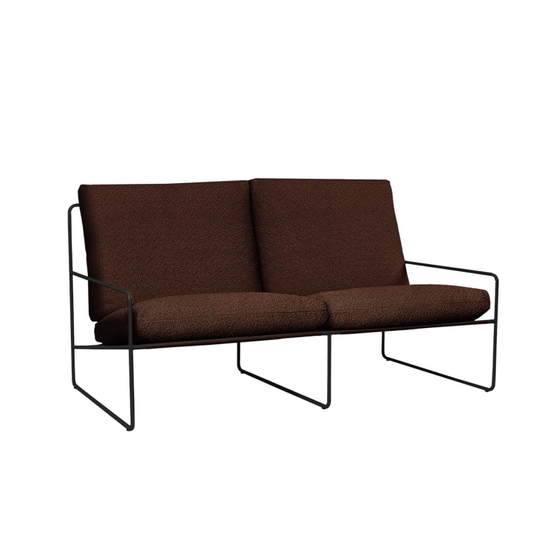 Outdoor Sofa DESERT 2 Seater Brown Black Armrests FERM LIVING