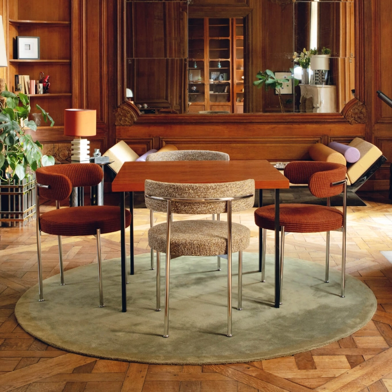 Dining Chair LIBERA Green and Brown Tweed / Chrome THE SOCIALITE FAMILY