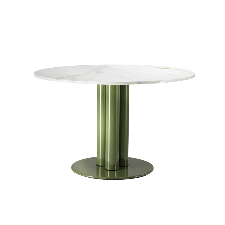 Table MARCUSO Ø 120 Marbre Calacatta/ algue ZANOTTA