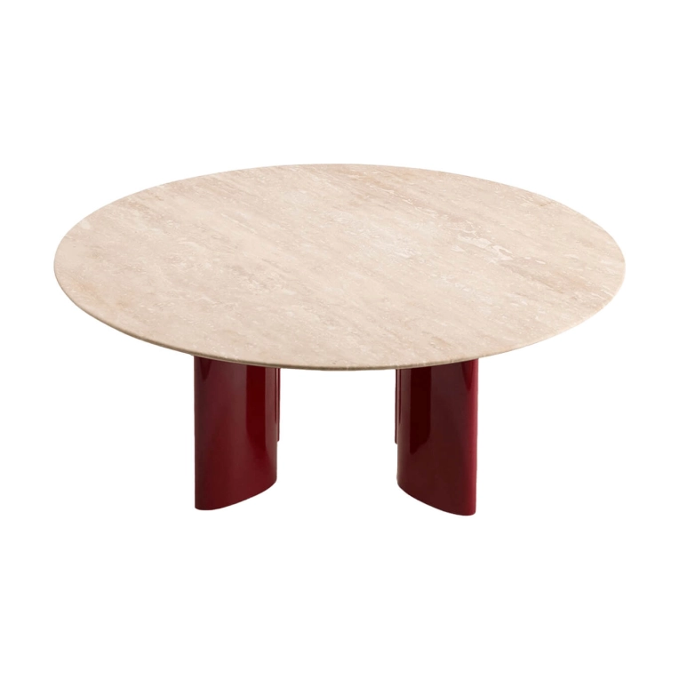 Coffee Table CARLOTTA Travertine / Burgundy THE SOCIALITE FAMILY