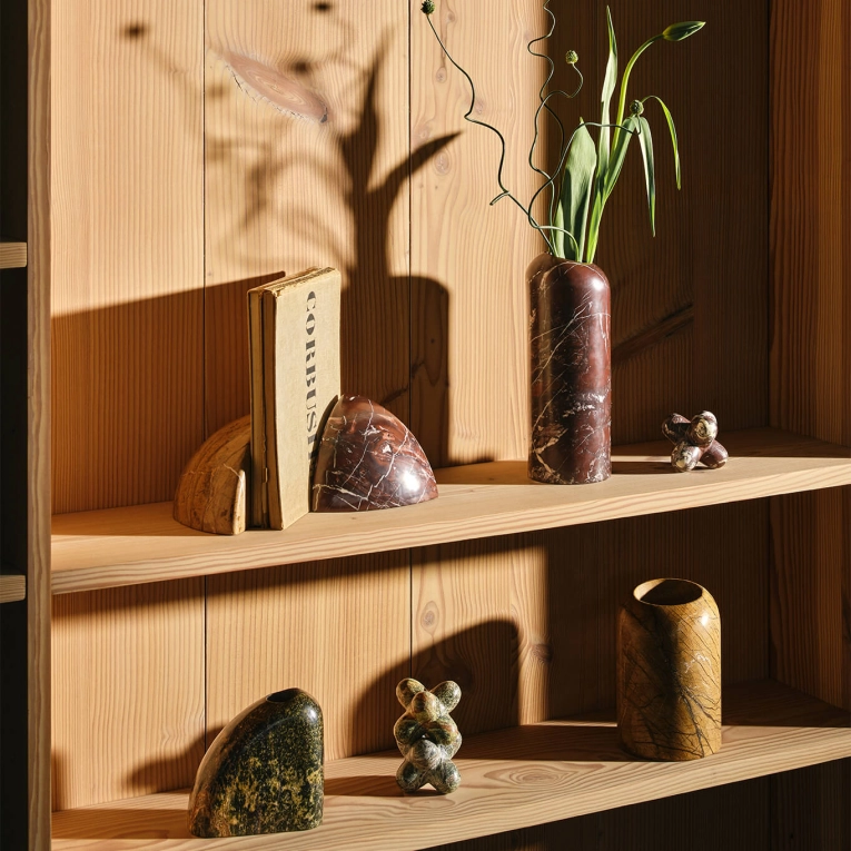 Objet pratique BOULDER Set de 2 Serre-livres Marbre Brun TOM DIXON