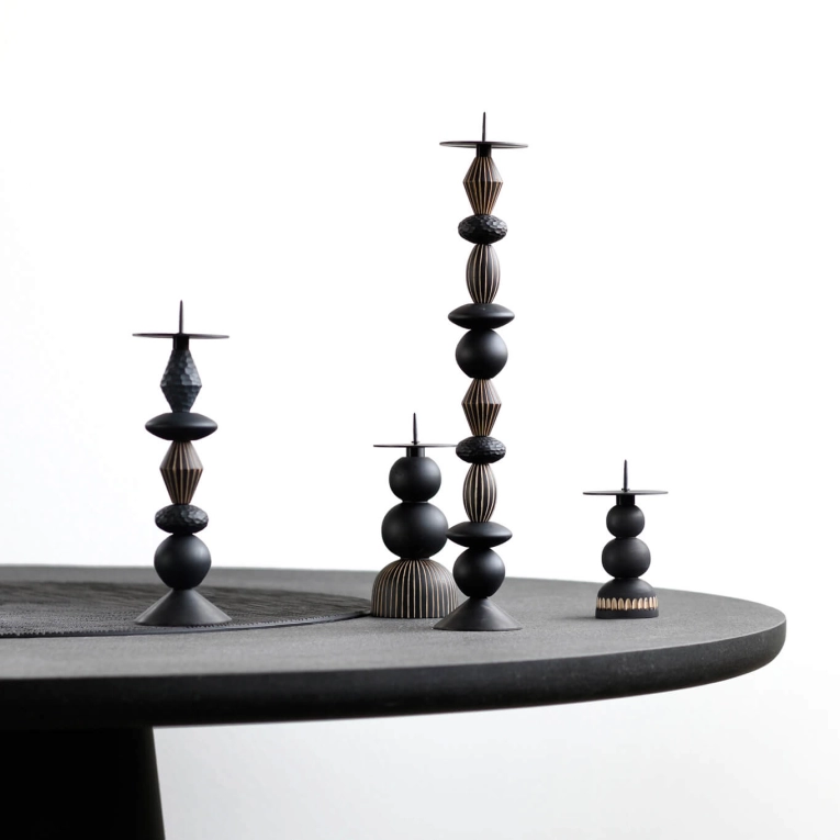 Candle Holder, Candlestick and Candle PLAY & BURN small Maple black ZANAT