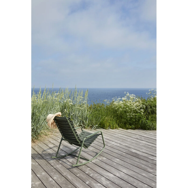 Fauteuil extérieur Rocking Chair RECLIPS Vert olive HOUE