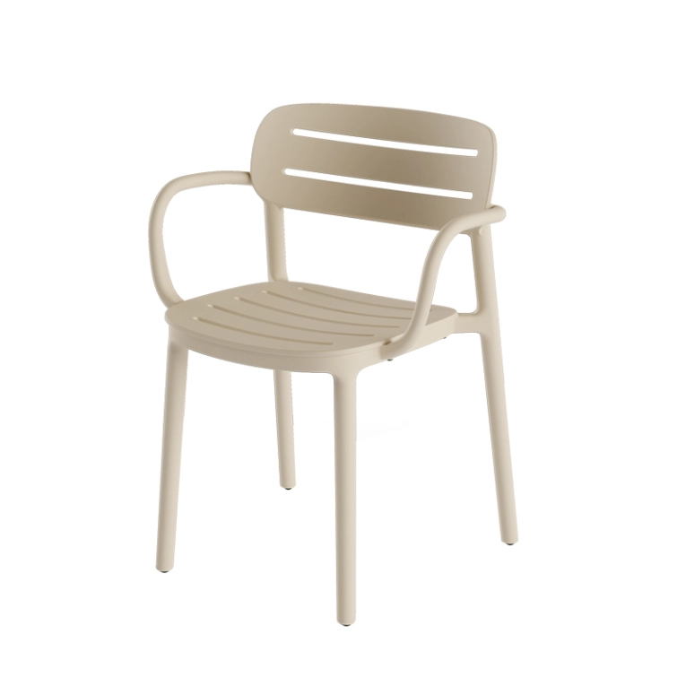 Chaise extérieur CROISETTE avec accoudoirs Capuccino SERRALUNGA