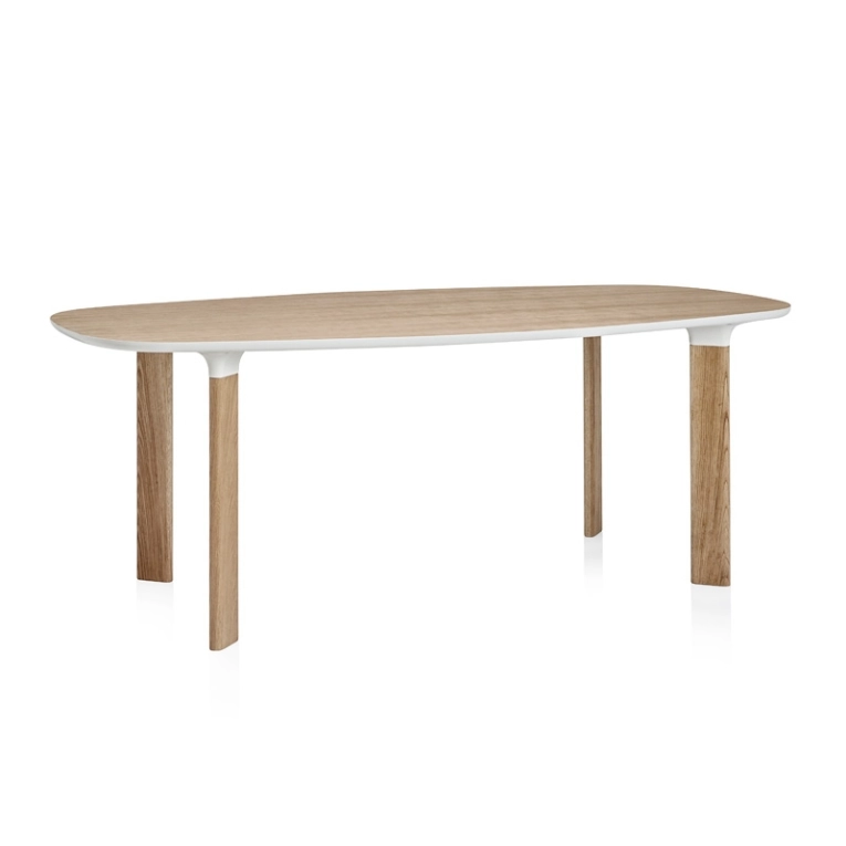 Table ANALOG L185 Plateau et pieds chêne Cadre blanc FRITZ HANSEN