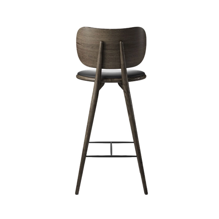 Tabouret haut HIGH STOOL BACKREST Chêne Sirka gris/ cuir noir MATER